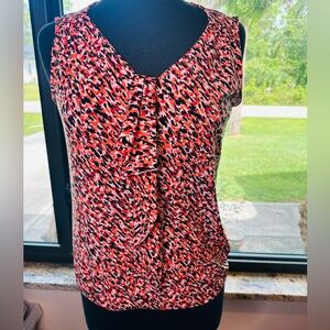 Jones Studio Women's Red Sleeveless Patterned Top